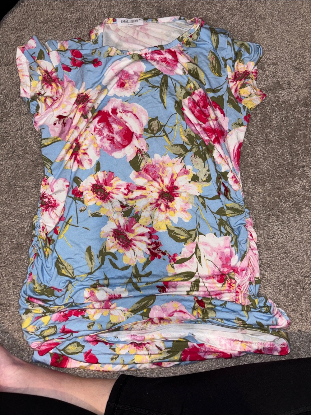 Blue Floral Short Sleeve Maternity dress